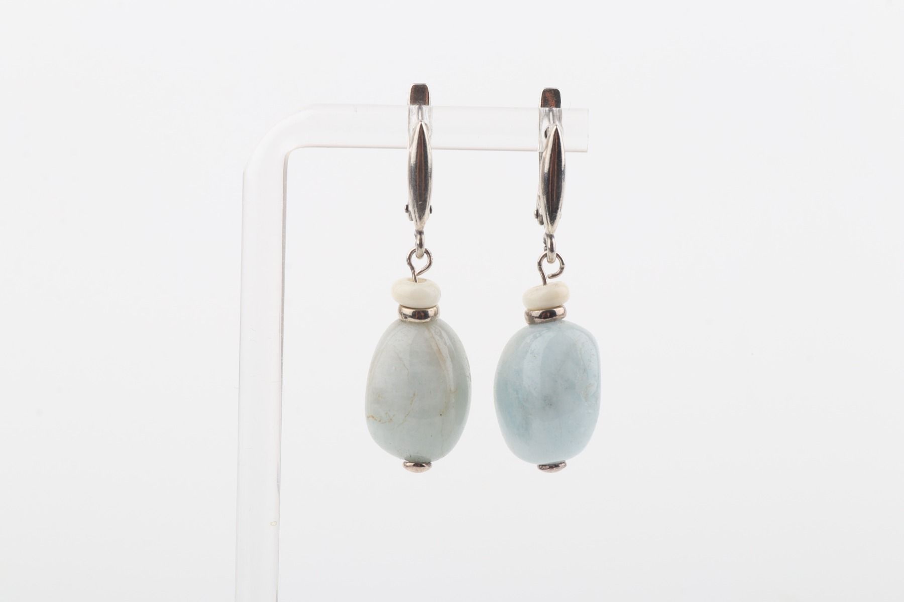 Mammoth Ivory & Aquamarine Drop Earrings