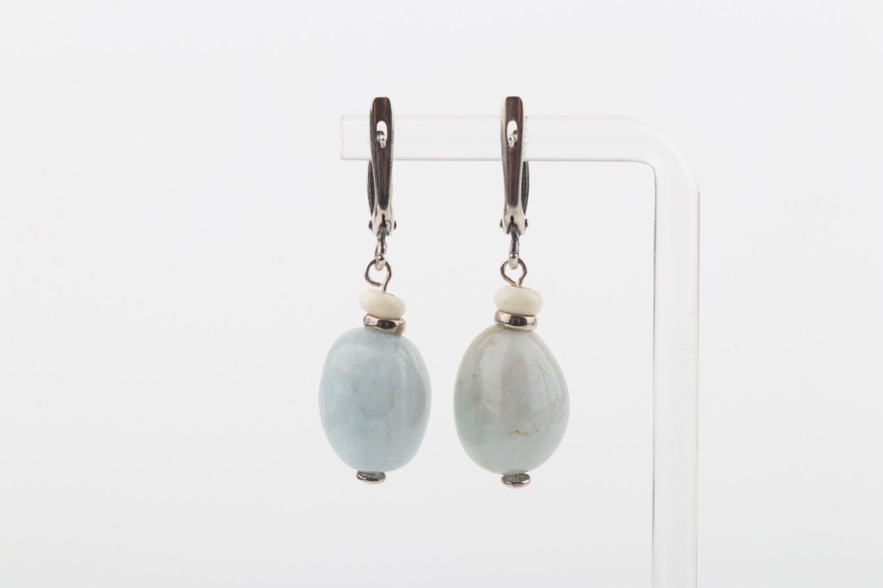 Mammoth Ivory & Aquamarine Drop Earrings