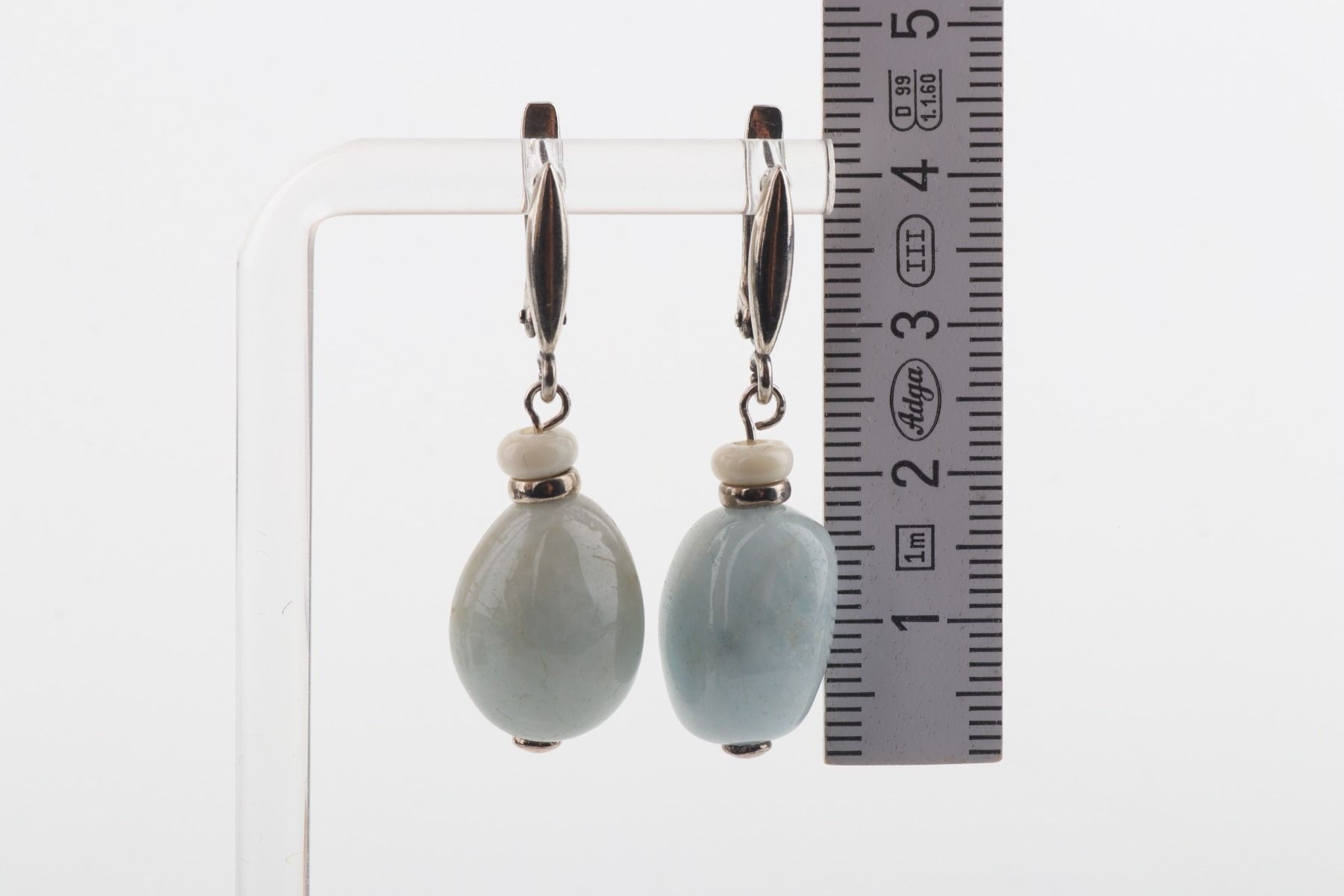 Mammoth Ivory & Aquamarine Drop Earrings