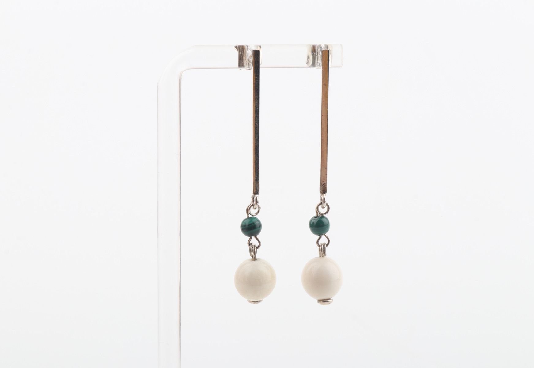 Mammoth Ivory & Malachite Cubic Rod Studs
