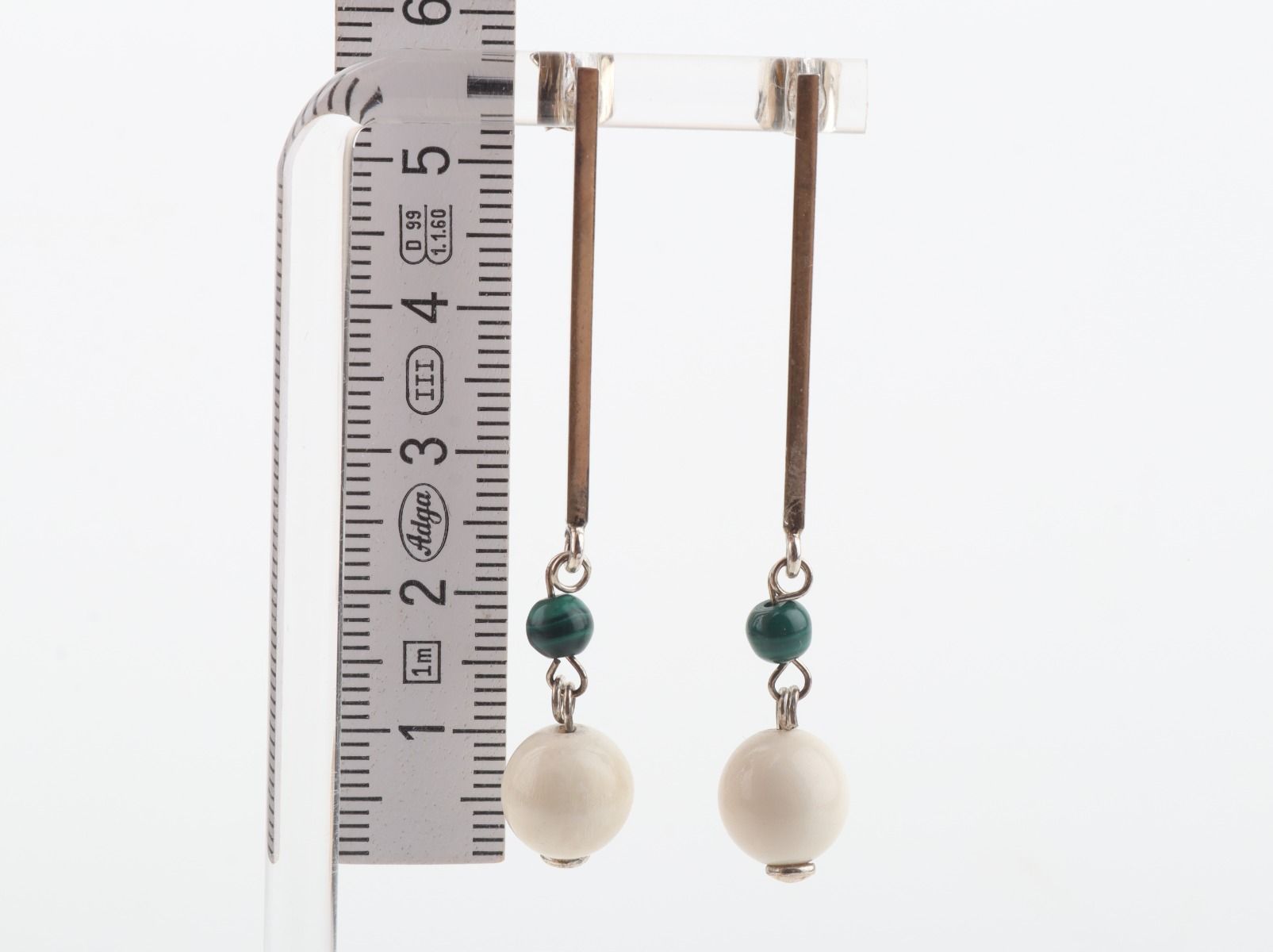 Mammoth Ivory & Malachite Cubic Rod Studs