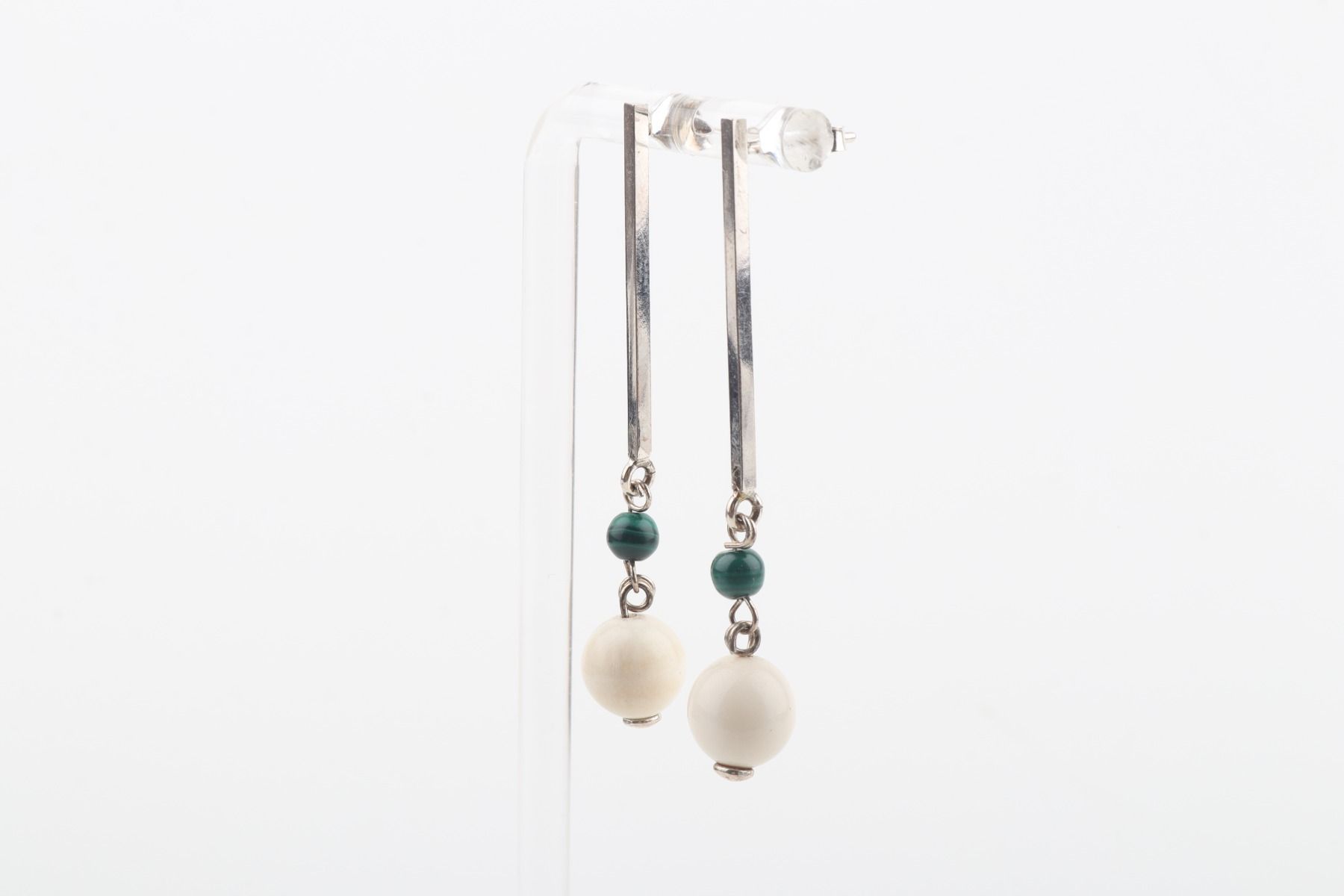 Mammoth Ivory & Malachite Cubic Rod Studs