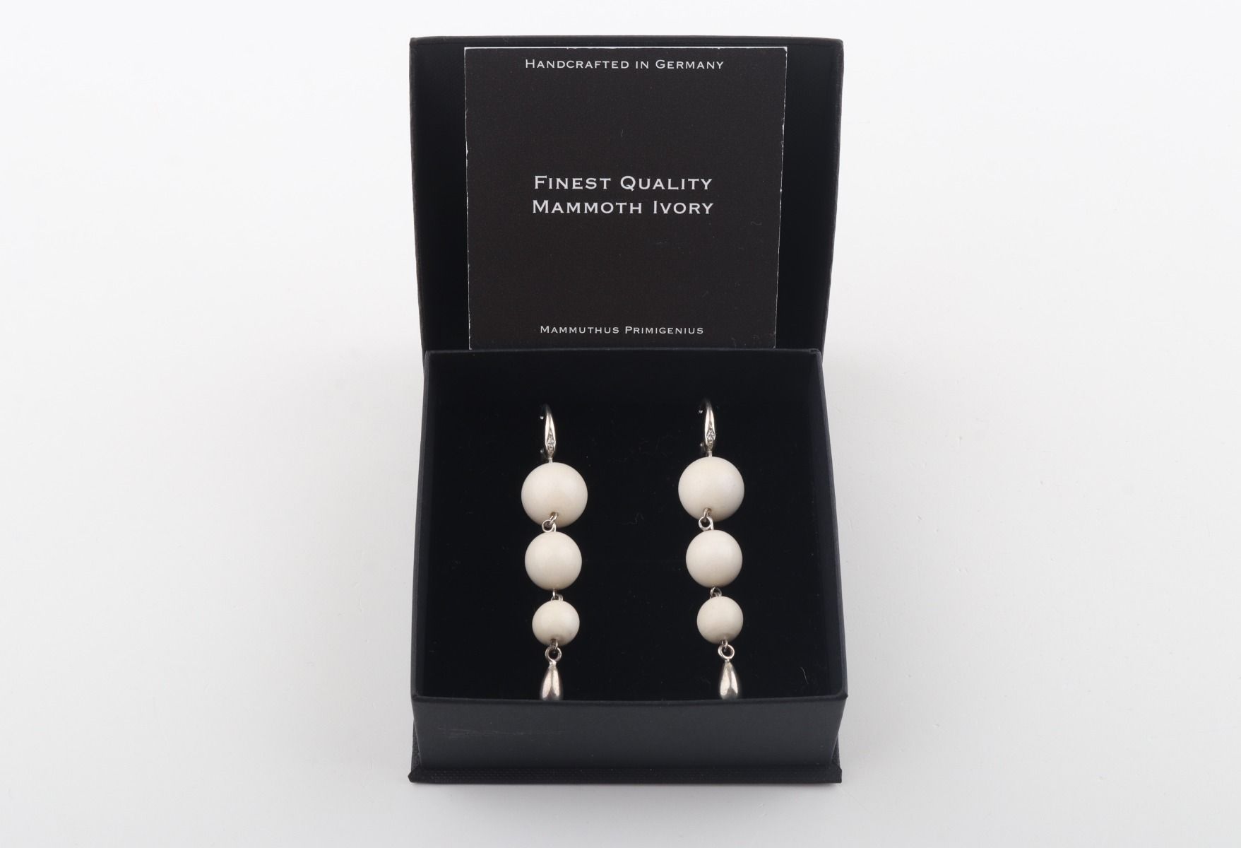 Three Ball Drop Mammoth Ivory Earrings