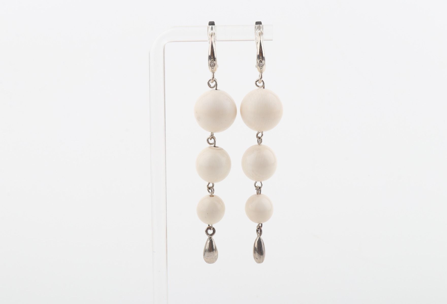 Three Ball Drop Mammoth Ivory Earrings