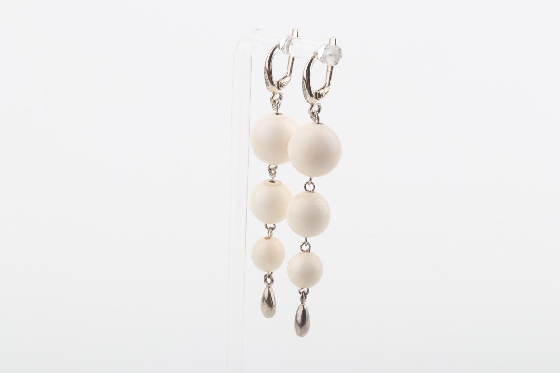 Three Ball Drop Mammoth Ivory Earrings