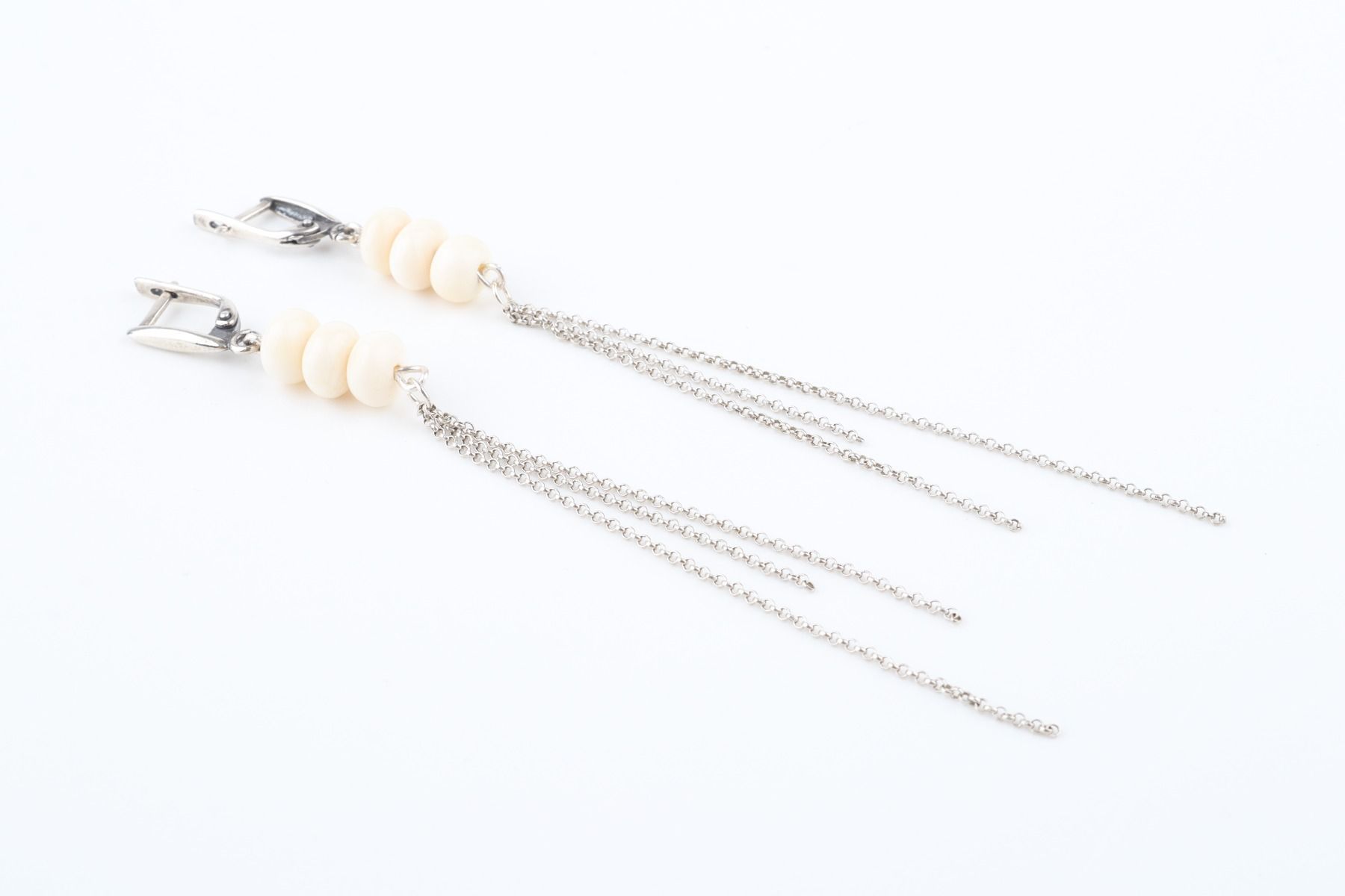 Dangle Earrings with Silver Chains