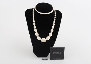 Carved Mammoth Ivory Floral Necklace