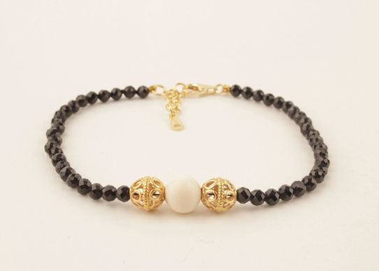 Black Spinel Mammoth Ivory Bracelet