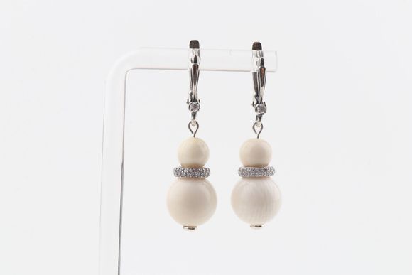 Mammoth Ivory & Sterling Silver Drop Earrings