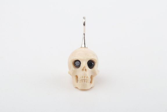 Festive Mammoth Ivory Skull Pendant 