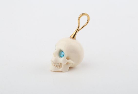 Festive Mammoth Ivory Skull Pendant 