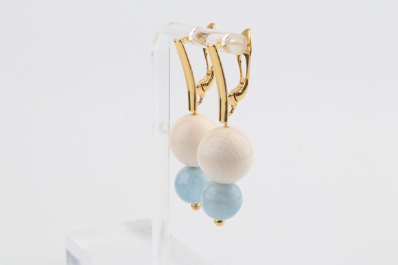 Mammoth Ivory & Aquamarine Drop Earrings