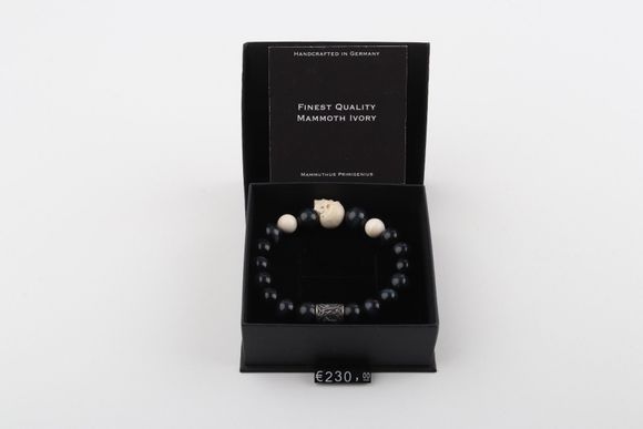 Mammoth Ivory Skull & Falcon's Eye Bracelet