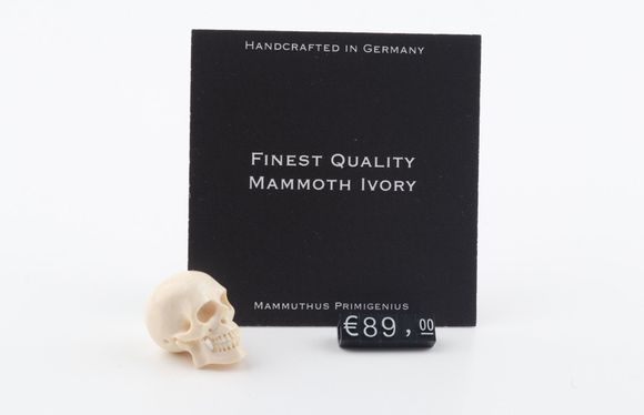 Hand carved mammoth ivory skull