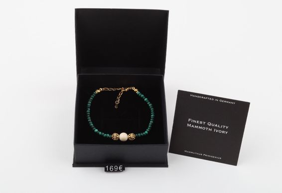 Faceted Malachite & Mammoth Ivory Bracelet