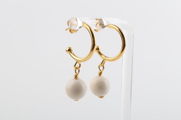 Drop Mammoth Ivory Earrings with Hoops