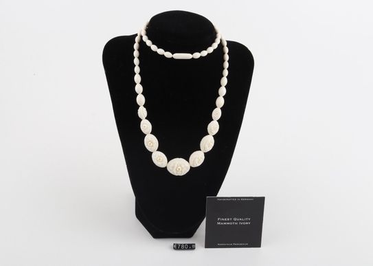 Carved Mammoth Ivory Floral Necklace