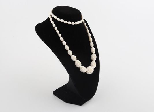 Carved Mammoth Ivory Floral Necklace