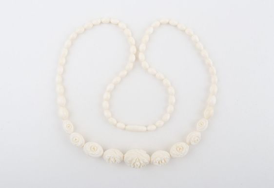 Carved Mammoth Ivory Floral Necklace