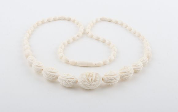 Carved Mammoth Ivory Floral Necklace