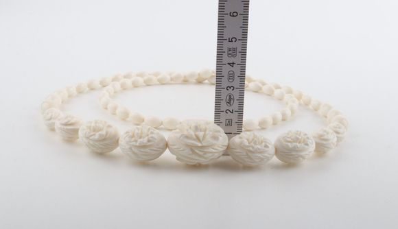 Carved Mammoth Ivory Floral Necklace
