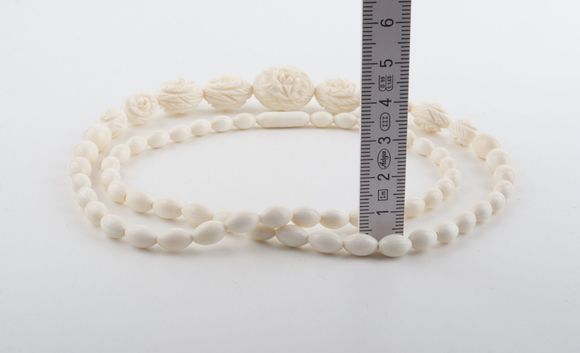 Carved Mammoth Ivory Floral Necklace