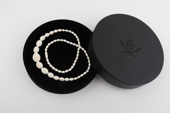 Carved Mammoth Ivory Floral Necklace