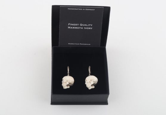 White Skull Mammoth Ivory Earrings