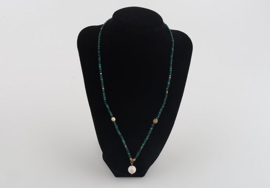 Faceted Malachite & Mammoth Ivory Necklace