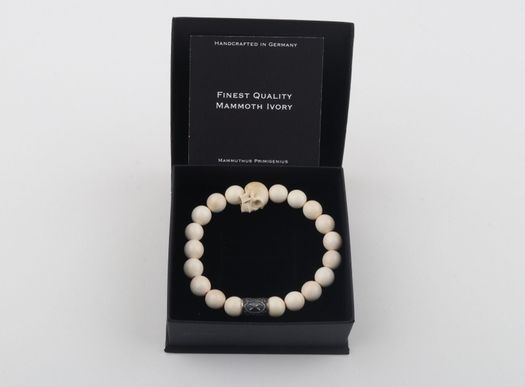 White Mammoth Ivory Skull Bracelet