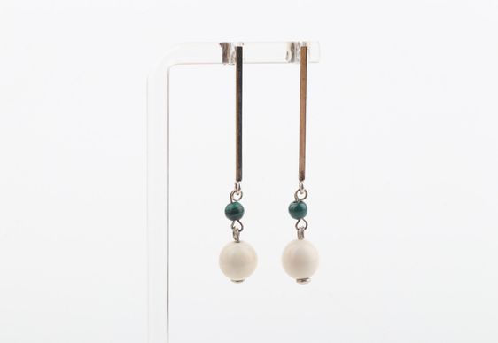 Mammoth Ivory & Malachite Cubic Rod Studs