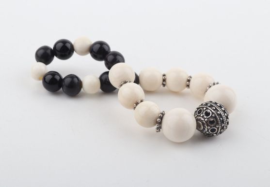 The Tibet Black Mammoth Ivory & Black Onyx bracelet