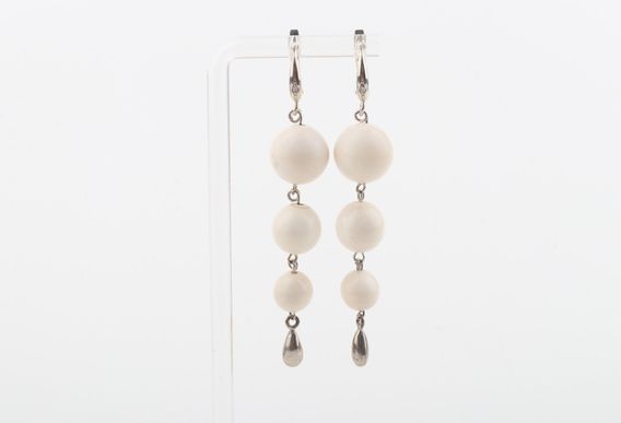 Three Ball Drop Mammoth Ivory Earrings